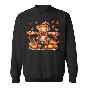 Cute Scarecrow Autumn Pumpkin Happy Thanksgiving Halloween Sweatshirt - Thegiftio UK