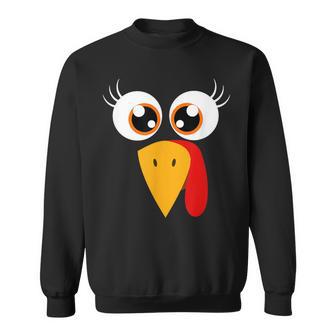Cute Turkey Face Thanksgiving Matching Family Costume Sweatshirt - Monsterry
