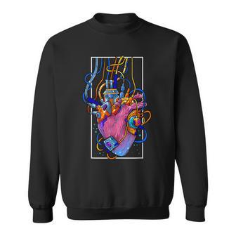 Cyborg Robot Heart Vaporwave Futuristic Cyberpunk Clothing Sweatshirt - Thegiftio