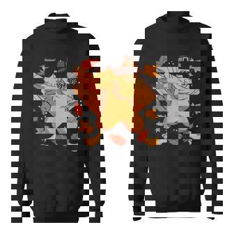 Dabbing Turkey Pilgrim Thanksgiving National Symbol Leg Day Sweatshirt - Monsterry