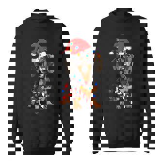 Dachshund Santa Christmas Lights Xmas Dog Lover Xmas Pajama Sweatshirt - Seseable