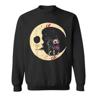 Dia De Los Muertos Cat & Moon Sugar Skull Sweatshirt - Geschenkecke