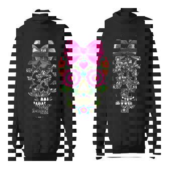 Dia De Los Muertos Costume Day Of Dead Sugar Skull Cute Bow Sweatshirt | Mazezy