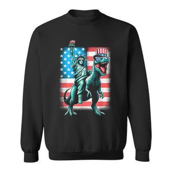 Dino Statue Of Liberty 4Th Of July Boys American Flag Sweatshirt - Monsterry AU