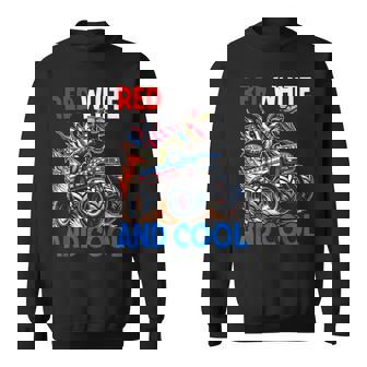 Dinosaur Monster Truck Dino 4Th Of July Boys American Flag Sweatshirt | Mazezy