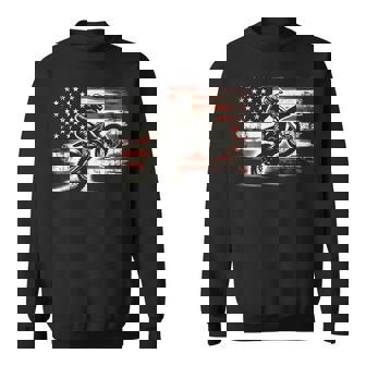 Dirt Bike American Flag Motocross Biker Vintage Usa Sweatshirt | Mazezy