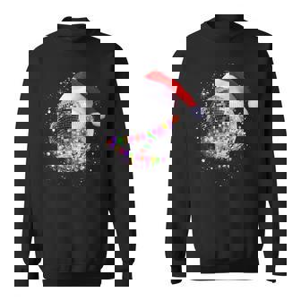 Disco Ball Wearing Christmas Santa Hat Sweatshirt - Monsterry
