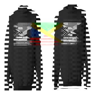 Distressed Vintage Patriotic American Flag & Jamaica Flag Sweatshirt - Monsterry