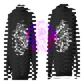 Divertente Maglietta Genderfluid Surf Cat Gender Fluid Pride Flag Felpa - Novitaregali