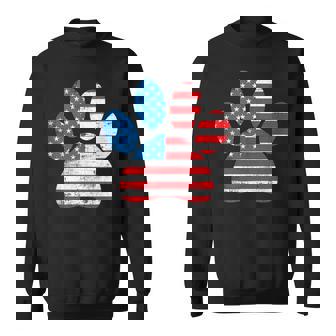 Dog America Flag Patriot Day Paw Print Flag 4Th Of July Sweatshirt - Monsterry