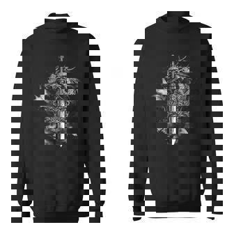 Dragón Espada Rosas Tatuaje Estilo Arte Medieval Fantasía Oscura Camisa de entrenamiento - Regaloses