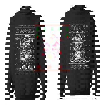Drummer Santa Playing Drums Ugly Christmas Sweater Xmas Sweatshirt | Mazezy