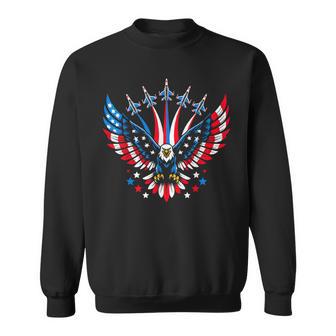 Eagle Patriotic Red Blue Usa Flag Fighter Jets 4Th Of July Sweatshirt - Thegiftio UK