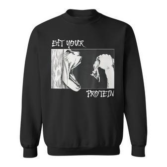 Eat Your Protein Anime Gym Pump Bodybuilding Fitness Sweatshirt - Thegiftio UK