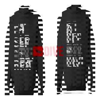 Eat Sleep Dive Repeat Diving Scuba Diver Sweatshirt - Monsterry