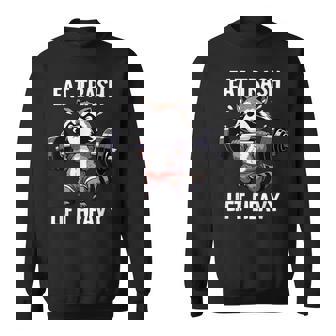 Eat Trash Lift Heavy Racoon Gym And Fitness Cute Racoon Sweatshirt - Thegiftio UK