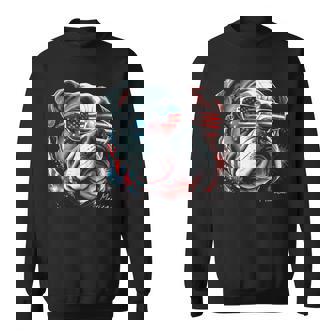 English Bulldog Dog 4Th Of July American Flag Usa Sweatshirt | Seseable UK