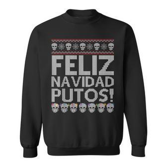 Feliz Navidad Spanish Ugly Sweater Christmas Skull Sweatshirt - Thegiftio UK