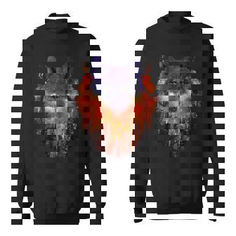 Fire Wolf For Men Cool Wolf Tattoo Sweatshirt - Monsterry