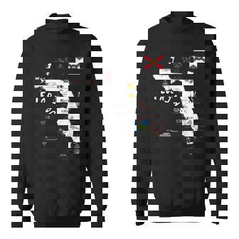 Florida State Map Tourist Attractions Cities Flag Sweatshirt - Monsterry