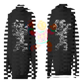 Football Christmas Gingerbread Man Football Ugly Christmas Sweatshirt | Seseable UK