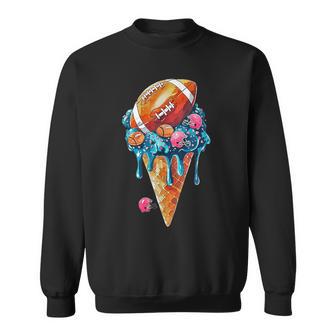 Football Drip Ice Cream Watercolor Cone With Sprinkles Sweatshirt - Thegiftio UK