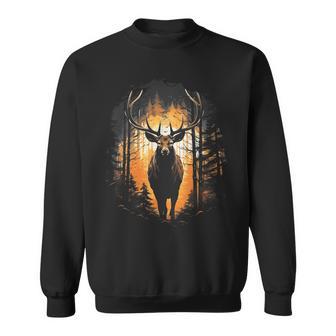 Forest Deer Wildlife Animal Illustration Sweatshirt - Thegiftio UK