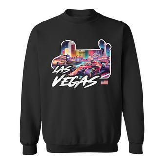 Formula Racing Las Vegas Open Wheel Car Circuit Usa Flag Sweatshirt - Thegiftio UK