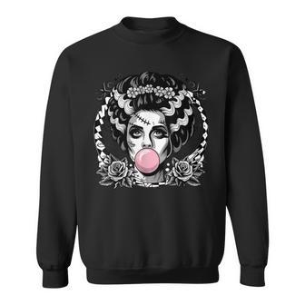 Frankenstein Monster And Bride Bubble Gum Halloween Sweatshirt - Thegiftio UK