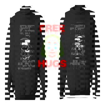 Free Hugs Halloween Evil Killer Scary Clown Horror Skeleton Sweatshirt - Monsterry