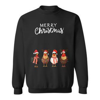 Frohe Weihnachten Hühner Mit Weihnachtsmützen Süßer Hühnerliebhaber Sweatshirt - Geschenkecke