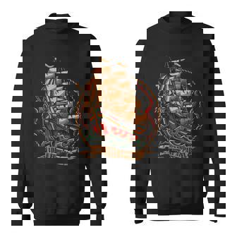 Front Print Idle Fury Traditional Tattoo Ship Storm Sea Sweatshirt - Thegiftio UK