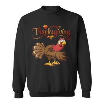 Fun Cunning Angry Turkey Best Happy Thanksgiving Day Sweatshirt - Monsterry