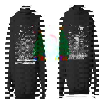 Animal Lovers Wolf Santa Hat Ugly Christmas Sweater Sweatshirt | Mazezy