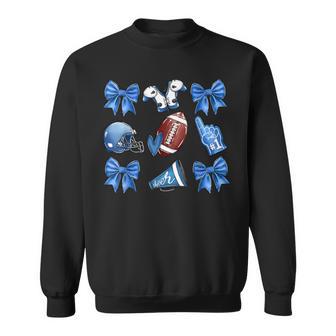 Blue Cheer Football Game Day Coquette Bow Touchdown Sweatshirt - Thegiftio UK