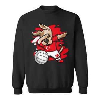 Dabbing Dog Turkey Volleyball Fans Jersey Turkish Flag Sweatshirt - Monsterry