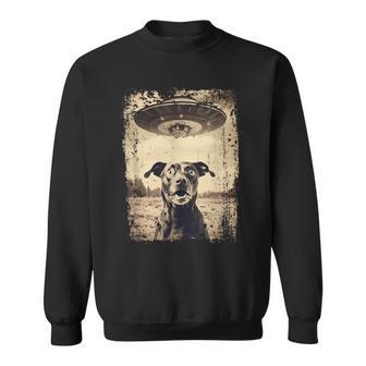 Dog With Ufo Retrointage Uncanny Alien Ufo Sweatshirt - Geschenkecke