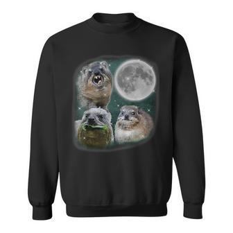 Hyrax With The Moon Meme Animal For Family Sweatshirt - Thegiftio UK