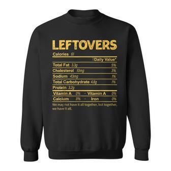 Leftovers Nutrition Facts Thanksgiving Food Sweatshirt - Thegiftio UK