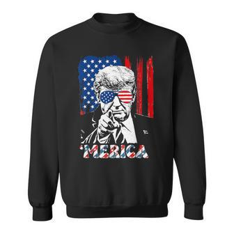 'Merica Trump Happy 4Th Of July Trump American Flag Sweatshirt - Monsterry CA