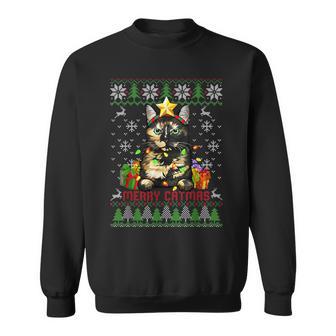 Merry Catmas Tortoiseshell Cat Ugly Christmas Sweater Sweatshirt - Thegiftio UK