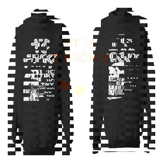 Retro Ghosts Its Tricky Tricky Tricky Spooky Halloween Sweatshirt - Thegiftio UK