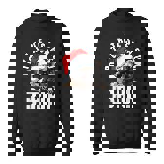 Rizz The Season Bruh Christmas Rizz Santa Raccoon Sweatshirt - Thegiftio