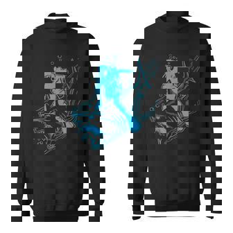 Shark And Scuba Diving Diver And Snorkeling Sweatshirt - Monsterry