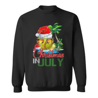 Softball Santa Hat Hawaiian Christmas In July Summer Sweatshirt - Monsterry