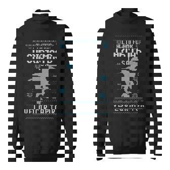 Velociraptor Dinosaur Christmas Ugly Sweater Style Sweatshirt - Thegiftio