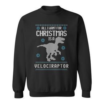 Velociraptor Dinosaur Christmas Ugly Sweater Style Sweatshirt - Thegiftio UK