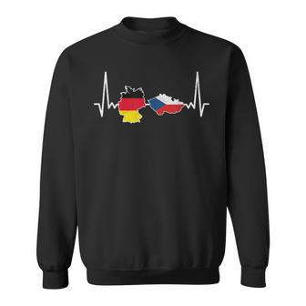 German Czech Flag Heart Lineintage Sweatshirt - Seseable