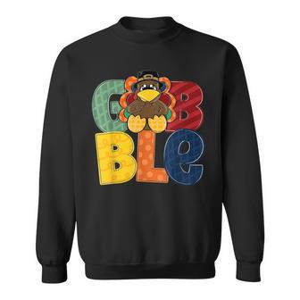 Gobble Gobble Thanksgiving Turkey Trendy Fun Holiday Modern Sweatshirt - Monsterry