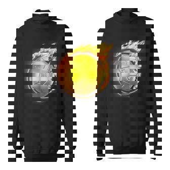Gold Soccer Ball Flames Flaming Flying Soccer Ball On Fire Sweatshirt - Thegiftio UK